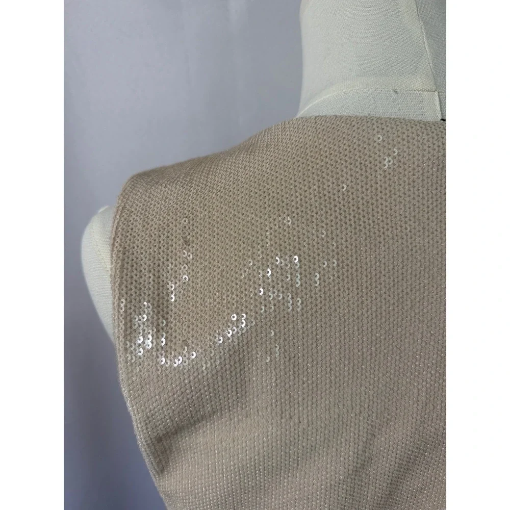 NWT Express Body Contour Champagne Beige Sequin Sleeveless Bodysuit Size L